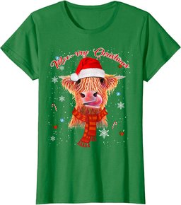 Scottish Highland Cow Merry Christmas Snow Tee Cow Xmas T-Shirt