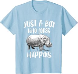 Just A Boy Who Loves Hippos T-Shirt Funny Animal Gift