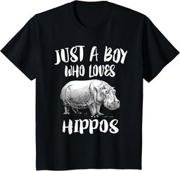 Just A Boy Who Loves Hippos T-Shirt Funny Animal Gift