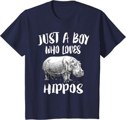 Just A Boy Who Loves Hippos T-Shirt Funny Animal Gift