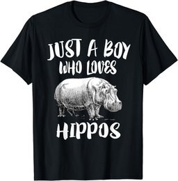Just A Boy Who Loves Hippos T-Shirt Funny Animal Gift
