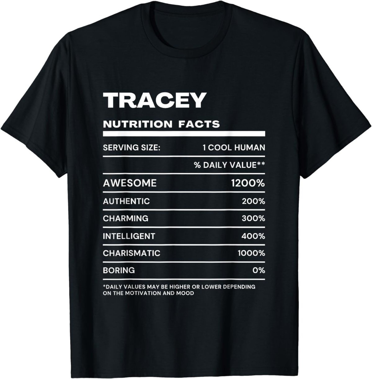 Tracey Nutrition Facts Name Funny T-Shirt