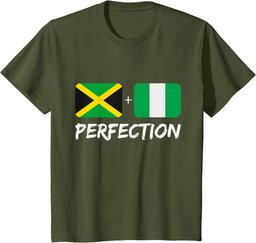 Jamaican And Nigerian Perfection Mix Heritage Flag T-Shirt