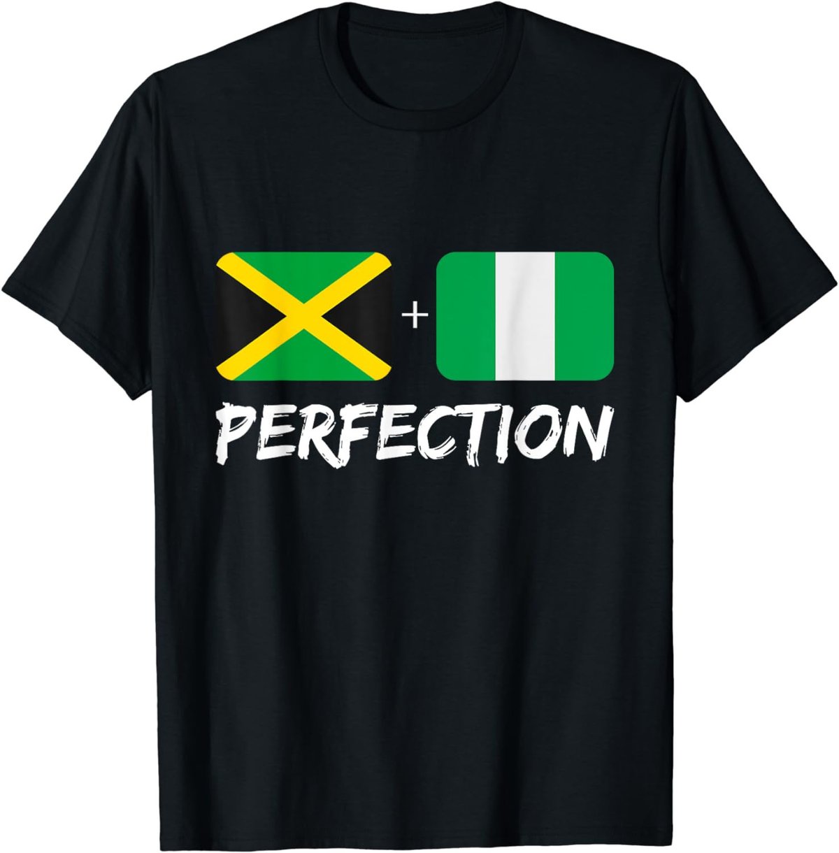 Jamaican And Nigerian Perfection Mix Heritage Flag T-Shirt