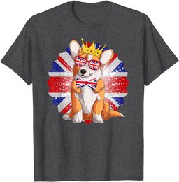 Novelty Union Jack Idea For Kids With Jubilee Corgi T-Shirt