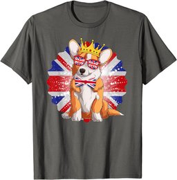 Novelty Union Jack Idea For Kids With Jubilee Corgi T-Shirt