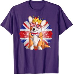 Novelty Union Jack Idea For Kids With Jubilee Corgi T-Shirt
