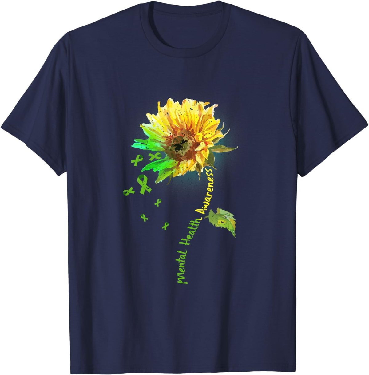 Mental Health Awareness Sunflower Green Ribbon Gift T-Shirt T-Shirt