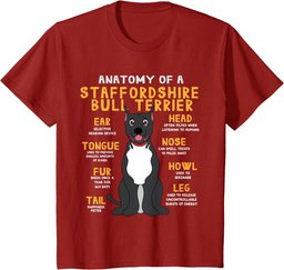 Staffie Staffordshire Taurus Anatomy Funny Dog Mum Dad T-Shirt