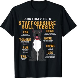 Staffie Staffordshire Taurus Anatomy Funny Dog Mum Dad T-Shirt