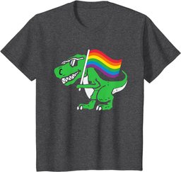 Gay Dinosaur LGBT-Q T-Rex Rainbow Pride Flag Color Ally T-Shirt