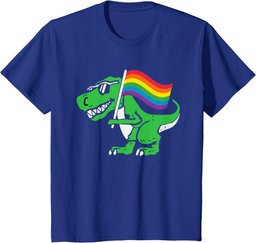 Gay Dinosaur LGBT-Q T-Rex Rainbow Pride Flag Color Ally T-Shirt