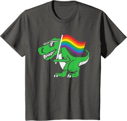 Gay Dinosaur LGBT-Q T-Rex Rainbow Pride Flag Color Ally T-Shirt