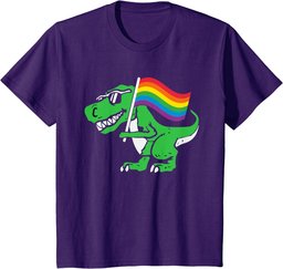 Gay Dinosaur LGBT-Q T-Rex Rainbow Pride Flag Color Ally T-Shirt