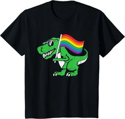 Gay Dinosaur LGBT-Q T-Rex Rainbow Pride Flag Color Ally T-Shirt