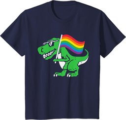 Gay Dinosaur LGBT-Q T-Rex Rainbow Pride Flag Color Ally T-Shirt