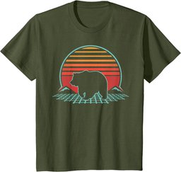 Bear Retro Vintage 80s Style Grizzly Brown Bear Gift T-Shirt