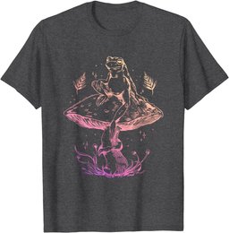 Goblincore Women Frog Mushrooms Hand Drawn Cottagecore T-Shirt