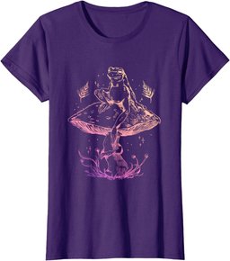 Goblincore Women Frog Mushrooms Hand Drawn Cottagecore T-Shirt