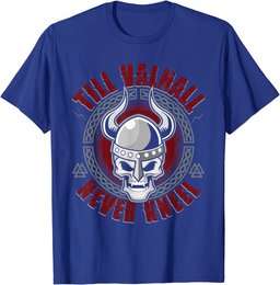 Till Valhall Never Kneel - Viking Skull Norse Mythology T-Shirt
