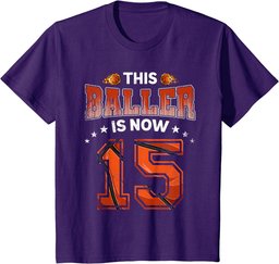 15th Birthday Boys Basketball Player Gifts 15 Years Old Kids T-Shirt