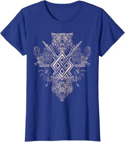 Viking Wolf Raven of Odin with Norse Pagan Symbols T-Shirt