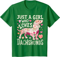 Dachshund Just A Girl Who Loves Dachshunds Dog Flower Floral T-Shirt