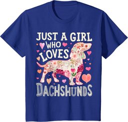 Dachshund Just A Girl Who Loves Dachshunds Dog Flower Floral T-Shirt