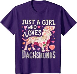 Dachshund Just A Girl Who Loves Dachshunds Dog Flower Floral T-Shirt