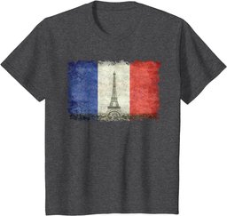French Flag Vintage Postcard Style with Eiffel tower T-Shirt