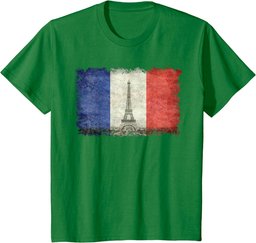 French Flag Vintage Postcard Style with Eiffel tower T-Shirt