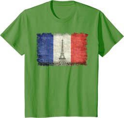 French Flag Vintage Postcard Style with Eiffel tower T-Shirt