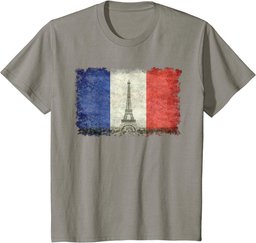 French Flag Vintage Postcard Style with Eiffel tower T-Shirt