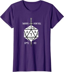Funny Fantasy RPG- D-20 Polyhedral Dice Swords don't Kill T-Shirt