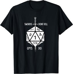 Funny Fantasy RPG- D-20 Polyhedral Dice Swords don't Kill T-Shirt