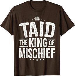 Taid Birthday Gifts from Grandchildren Taid King of Mischief T-Shirt