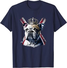 Bulldog British Dog T Union Jack Flag King Coronation T-Shirt