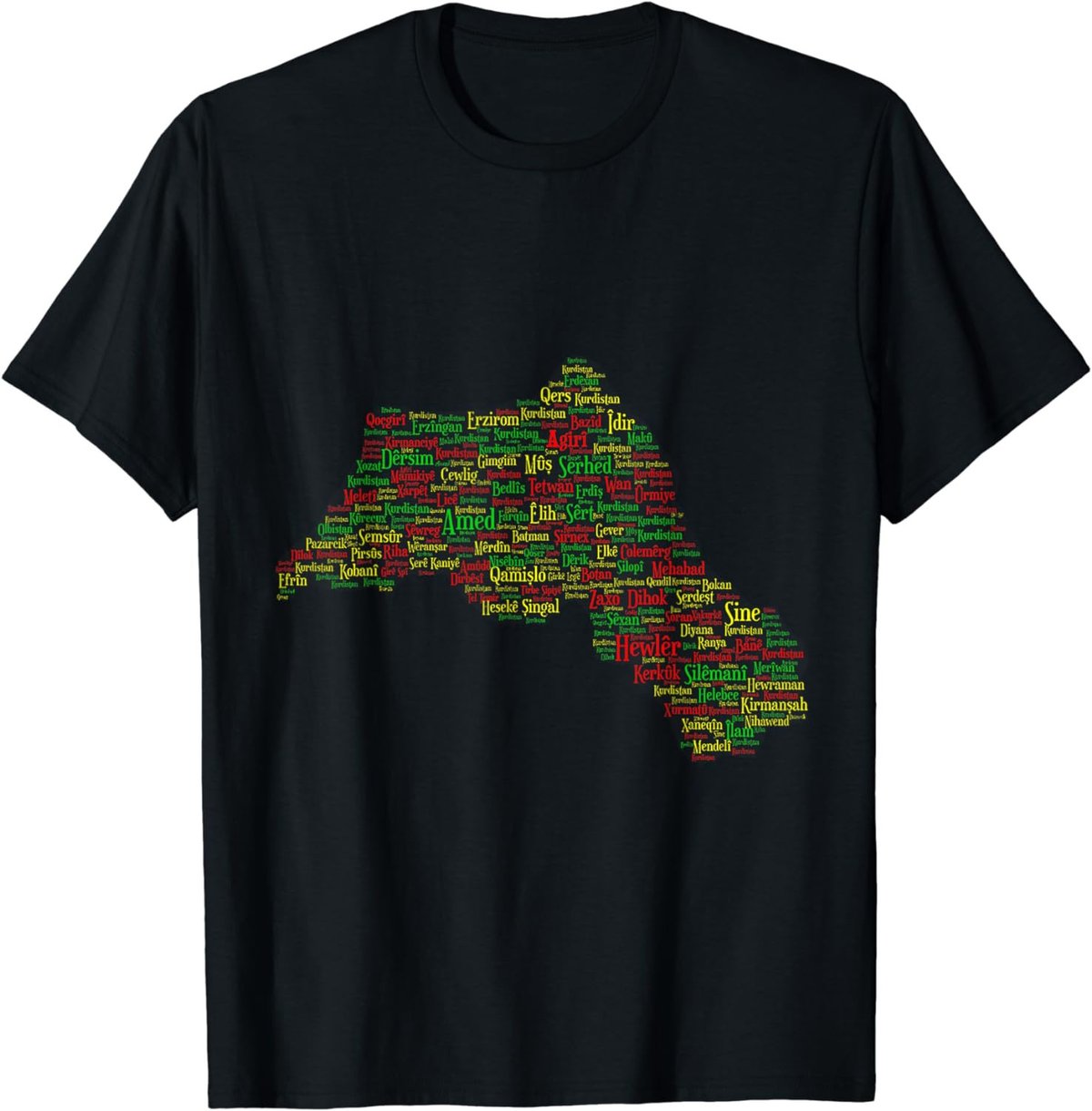 Kurdistan map - with names of Kurdish cities T-Shirt