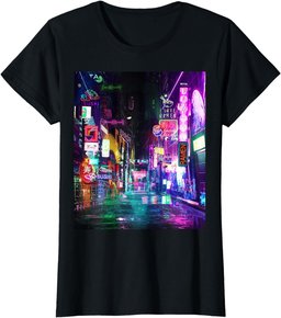 Cyberpunk City Sci Fi Night Tokyo Japan Urban Noir Dystopia T-Shirt