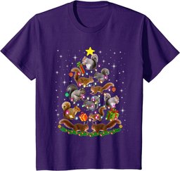 Funny Squirrel Christmas Tree Lights Ornament Xmas Squirrel T-Shirt