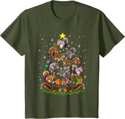 Funny Squirrel Christmas Tree Lights Ornament Xmas Squirrel T-Shirt