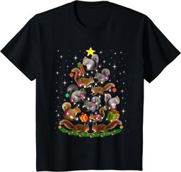Funny Squirrel Christmas Tree Lights Ornament Xmas Squirrel T-Shirt