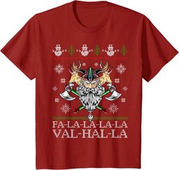 Viking Santa Viking Christmas Sweater FaLaLa LaLa Valhalla T-Shirt