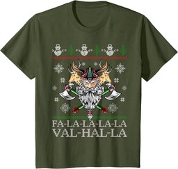 Viking Santa Viking Christmas Sweater FaLaLa LaLa Valhalla T-Shirt