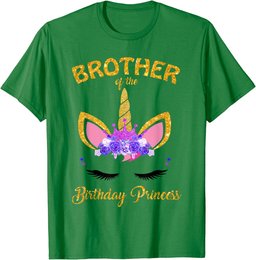 Brother of the Birthday Princess Unicorn Girl Birthday Party T-Shirt