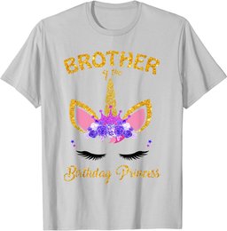 Brother of the Birthday Princess Unicorn Girl Birthday Party T-Shirt