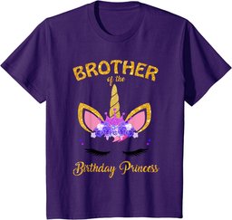 Brother of the Birthday Princess Unicorn Girl Birthday Party T-Shirt