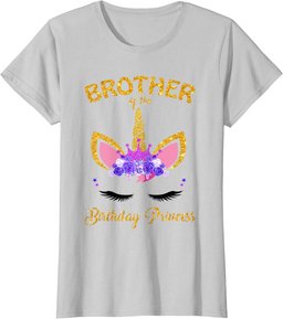 Brother of the Birthday Princess Unicorn Girl Birthday Party T-Shirt