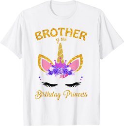 Brother of the Birthday Princess Unicorn Girl Birthday Party T-Shirt