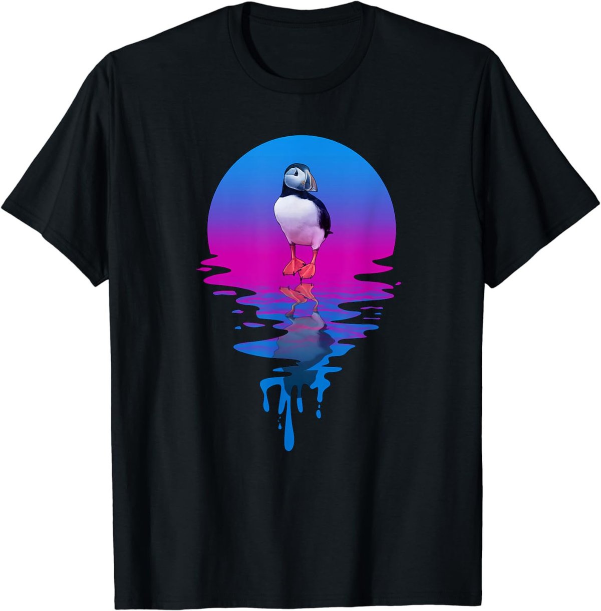 Vintage Retro Sunset Puffin T-Shirt